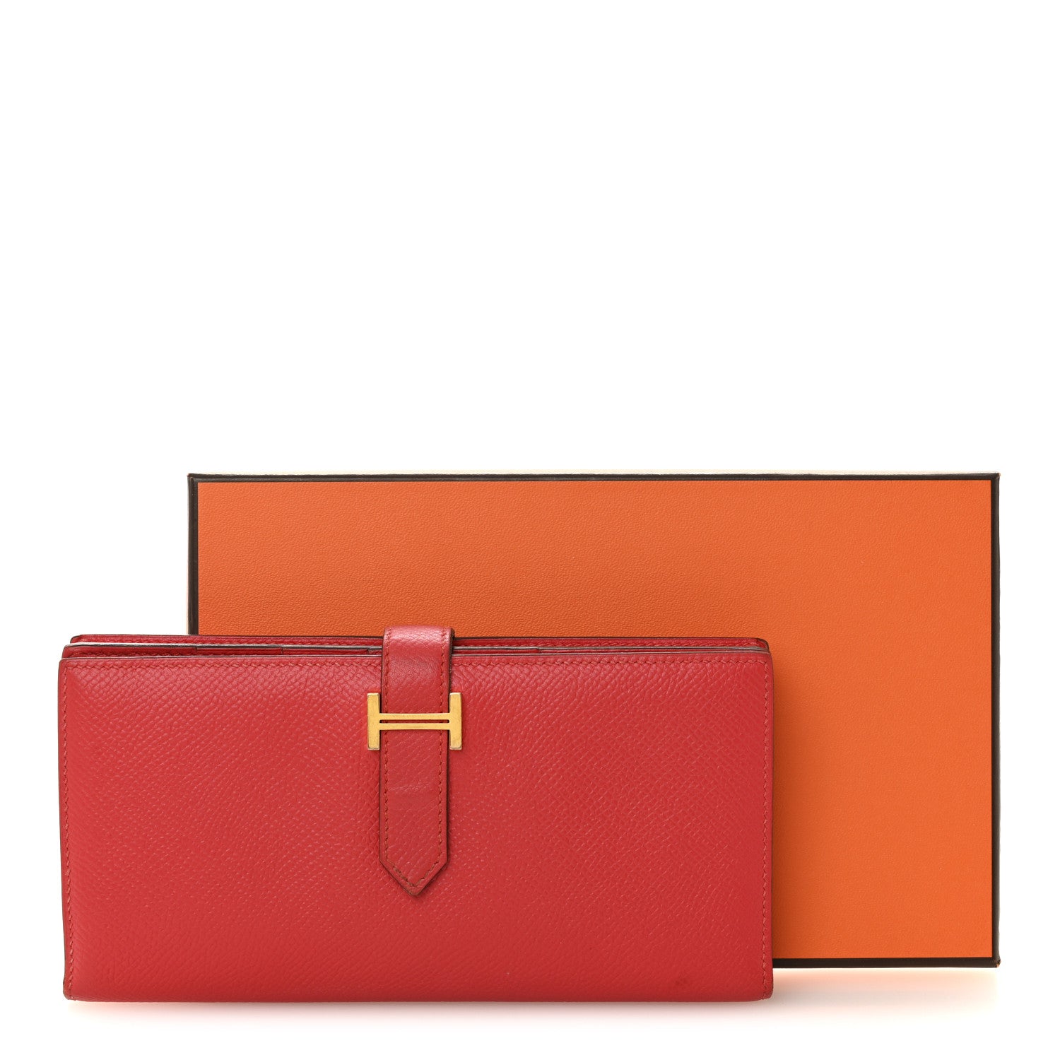 Hermes Epsom Bearn Gusset Wallet Rouge Tomate 10 of 10