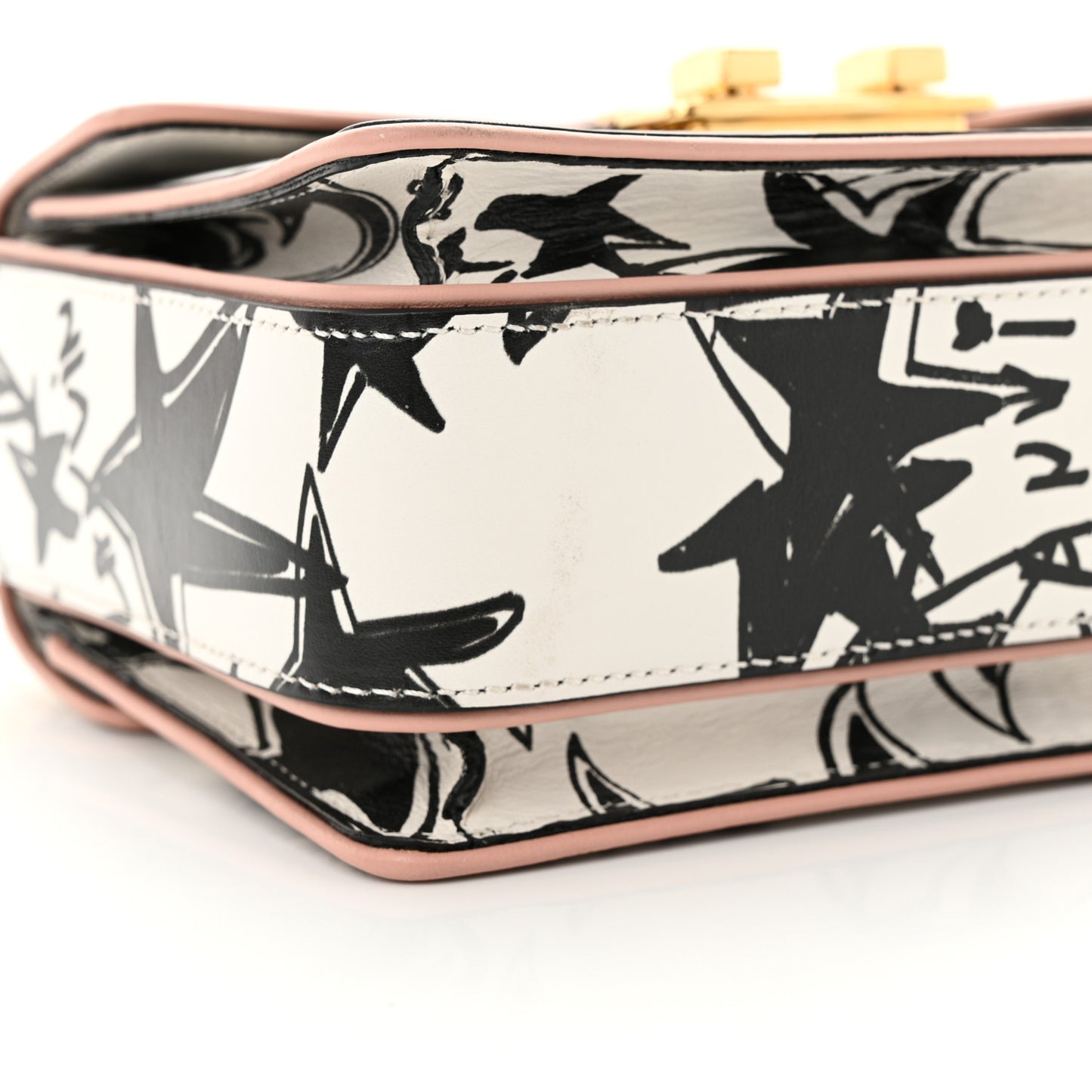 Calfskin Star Print Small Box Jiji Shoulder Bag White Multicolor