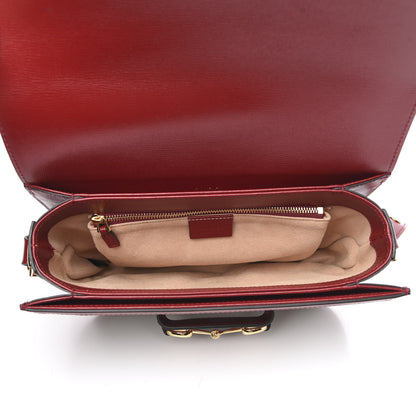 Gucci GG Supreme Monogram Azalea Calfskin Horsebit 1955 Shoulder Bag Beige Ebony New Cherry Red 5 of 10