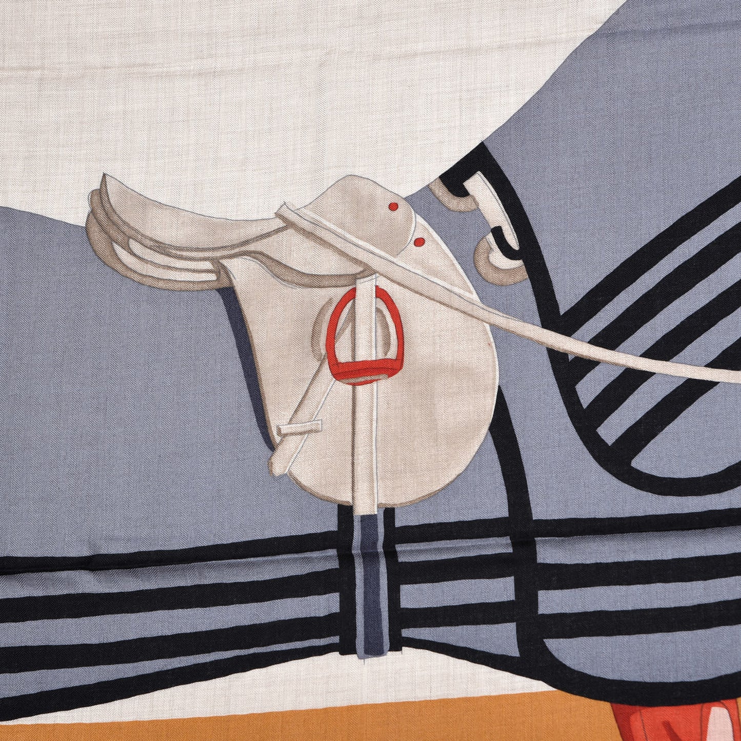 Cashmere Silk Cheval A La Couverture Shawl 140 Naturel Rouge Brique