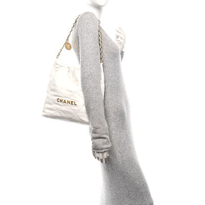 Chanel Shiny Calfskin Quilted Small Chanel 22 White 2 of 14