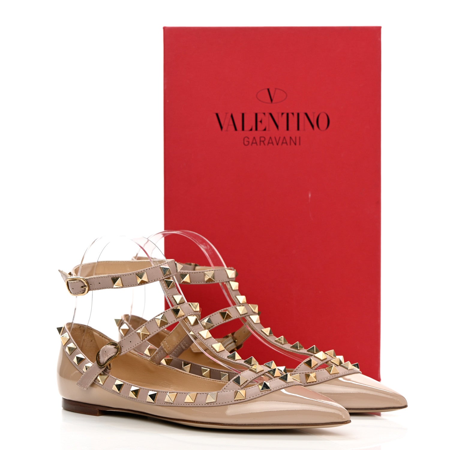 Valentino Garavani Patent Rockstud Cage Ballerina Flats 35.5 Poudre 13 of 13