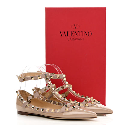 Valentino Garavani Patent Rockstud Cage Ballerina Flats 35.5 Poudre 13 of 13