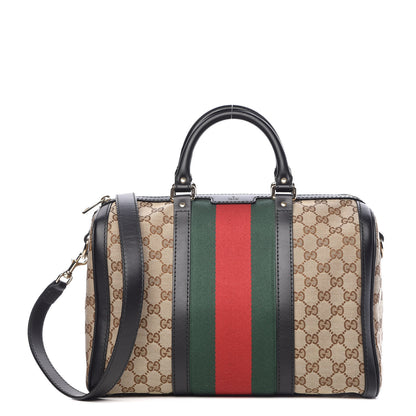 Gucci Monogram Vintage Web Medium Boston Black 1 of 10