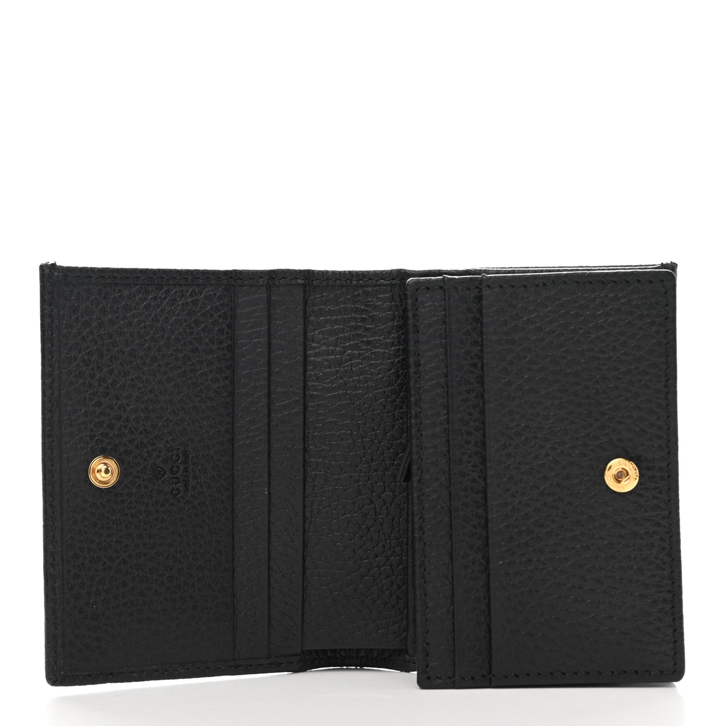 Pebbled Calfskin GG Marmont Card Case Black