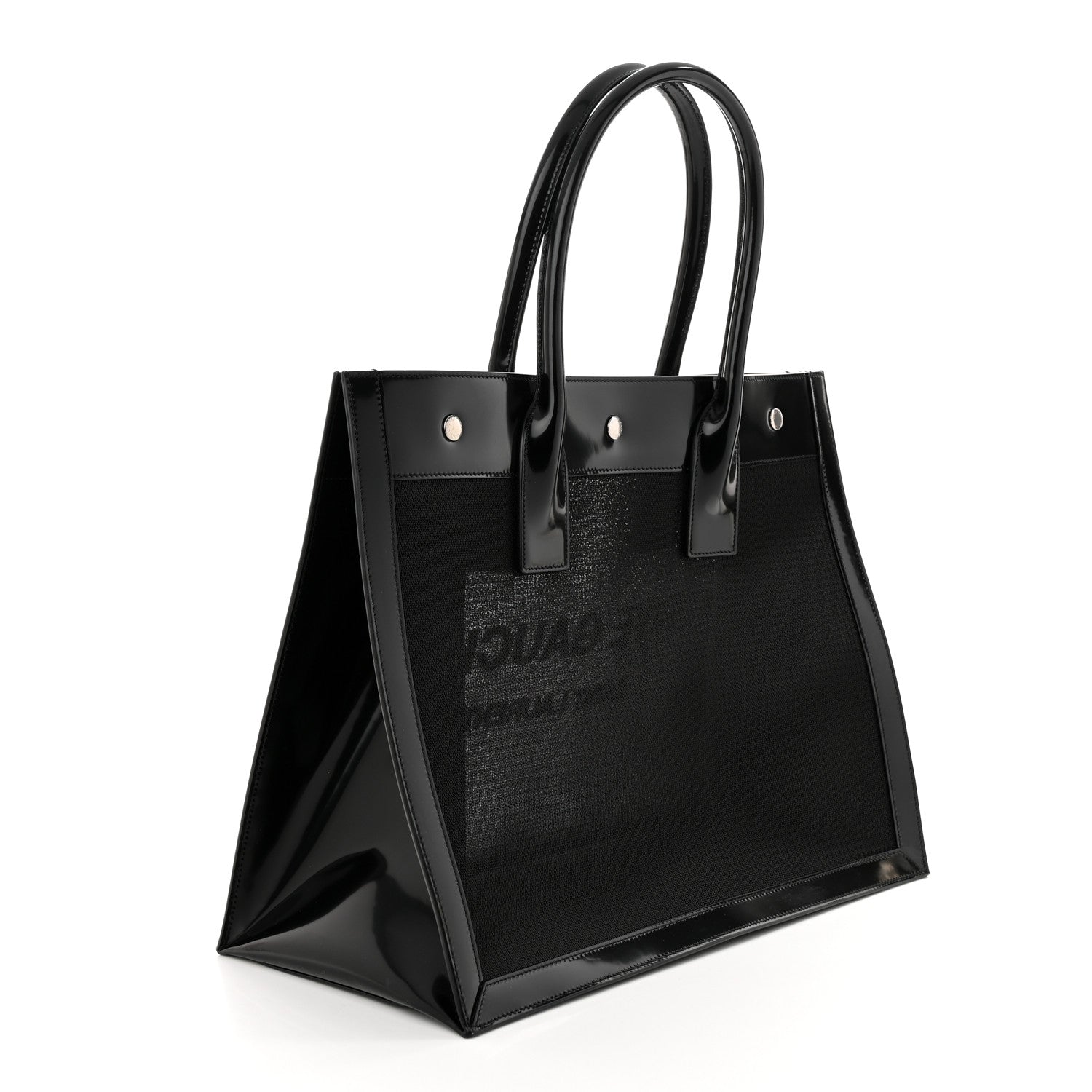 Saint Laurent Mesh Patent Rive Gauche Tote Black 3 of 9