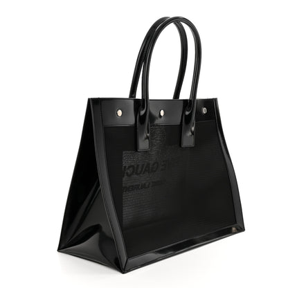 Saint Laurent Mesh Patent Rive Gauche Tote Black 3 of 9