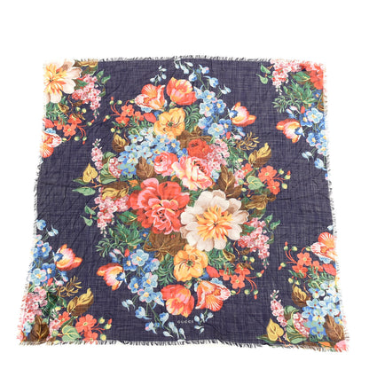 Gucci Wool Josephine Square Shawl Navy Pink 1 of 3
