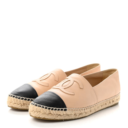Chanel Lambskin CC Espadrilles 39 Beige Black 3 of 9