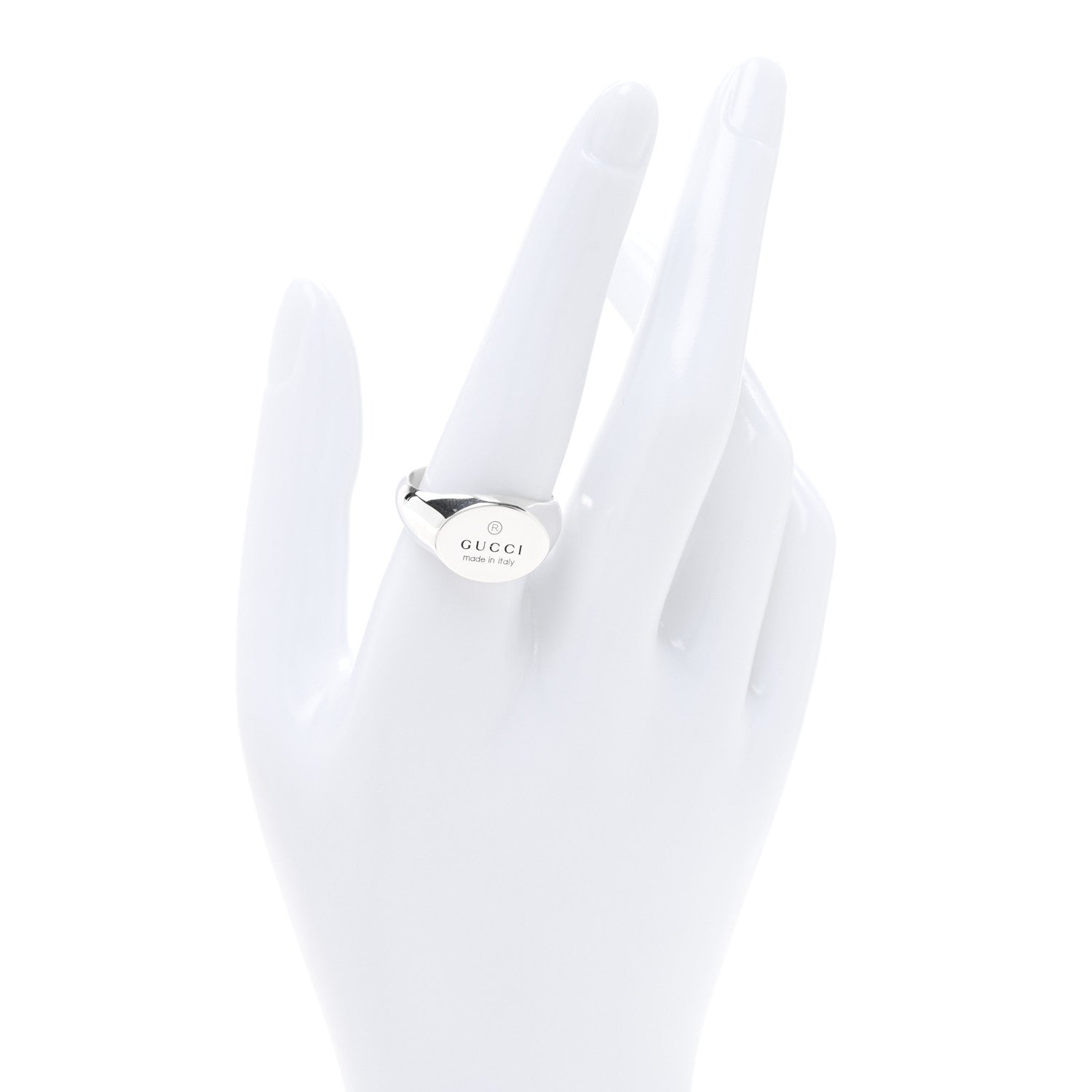Gucci Sterling Silver Oval Trademark Ring 60 9 2 of 4
