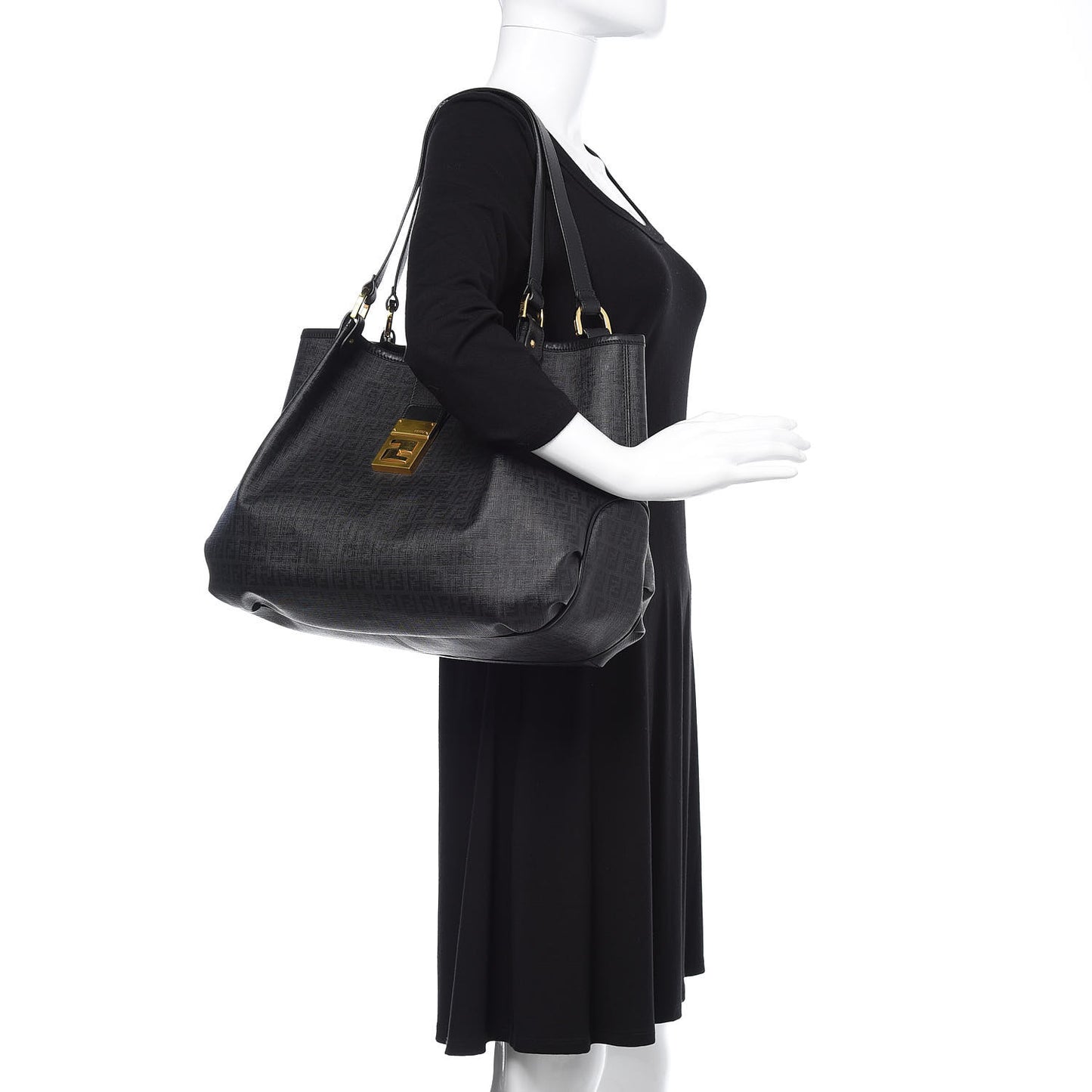 Zucchino Spalmati Vitello Medium Chiusura Tote Black