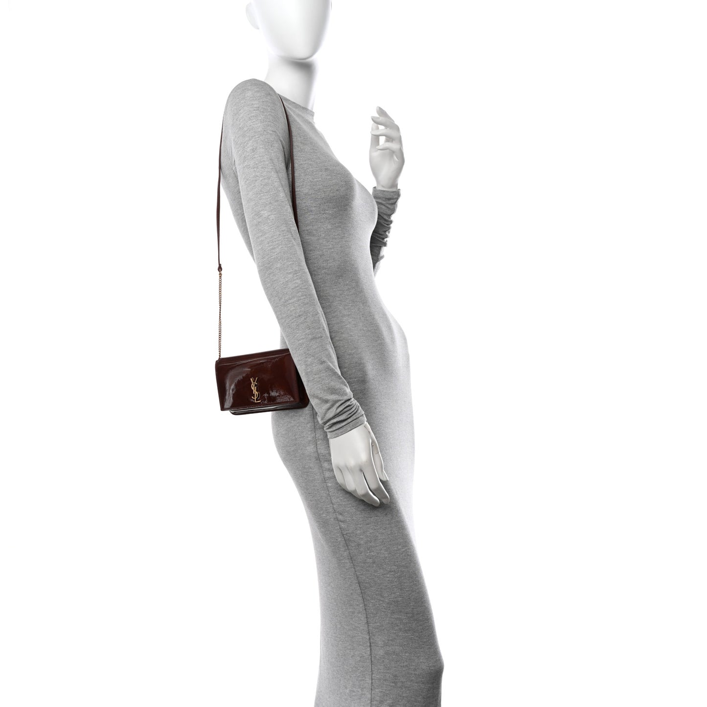 Patent Monogram Phone Holder Crossbody Chataigne