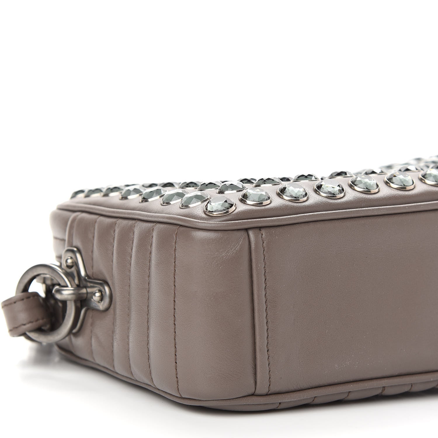 Prada Soft Calfskin Crystal Impunture Camera Bag Bambu 6 of 7