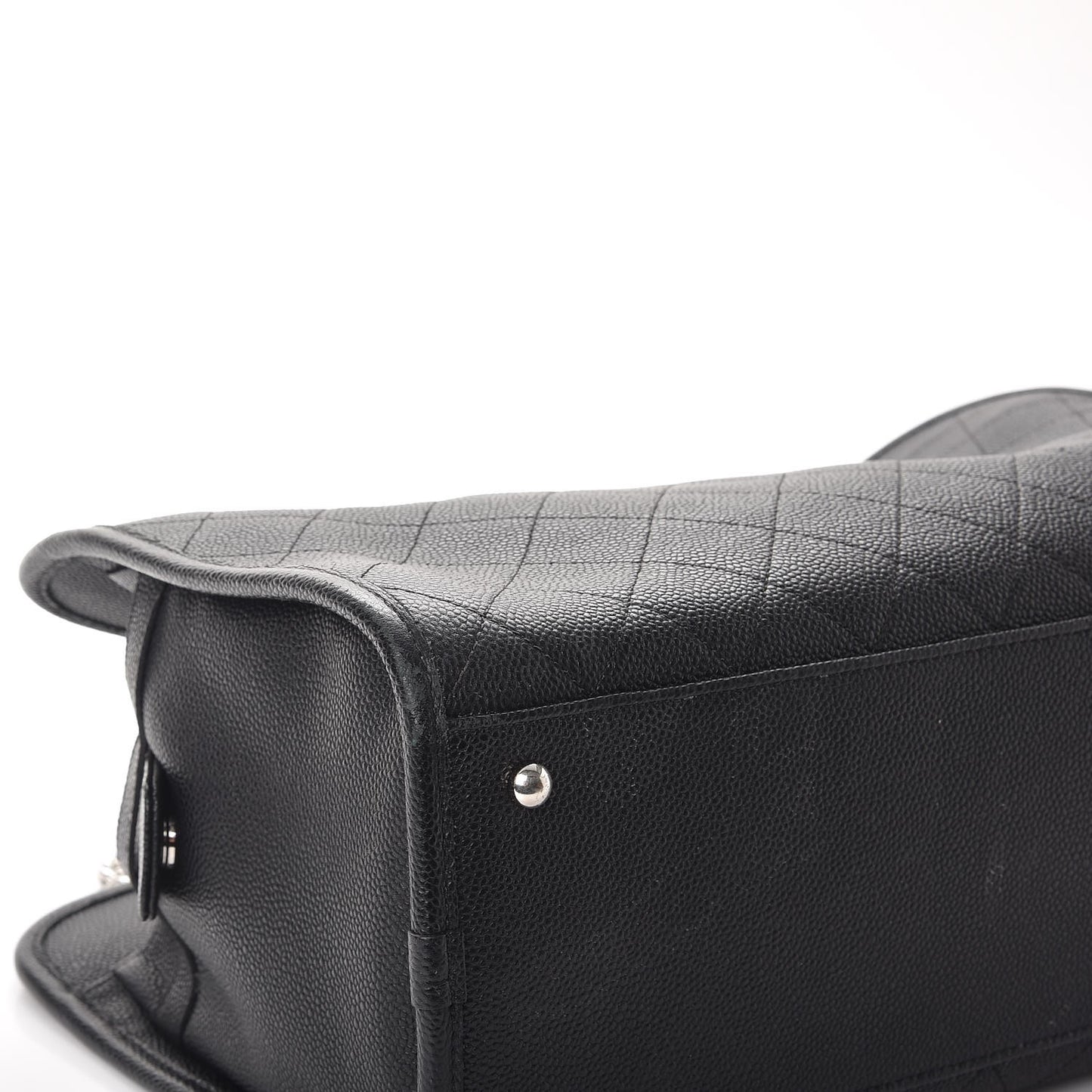 Caviar Stitched Shopping Tote Black