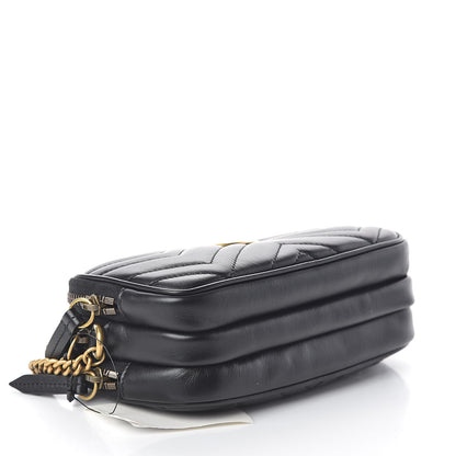 Gucci Calfskin Matelasse Mini GG Marmont Chain Crossbody Bag Black 4 of 11