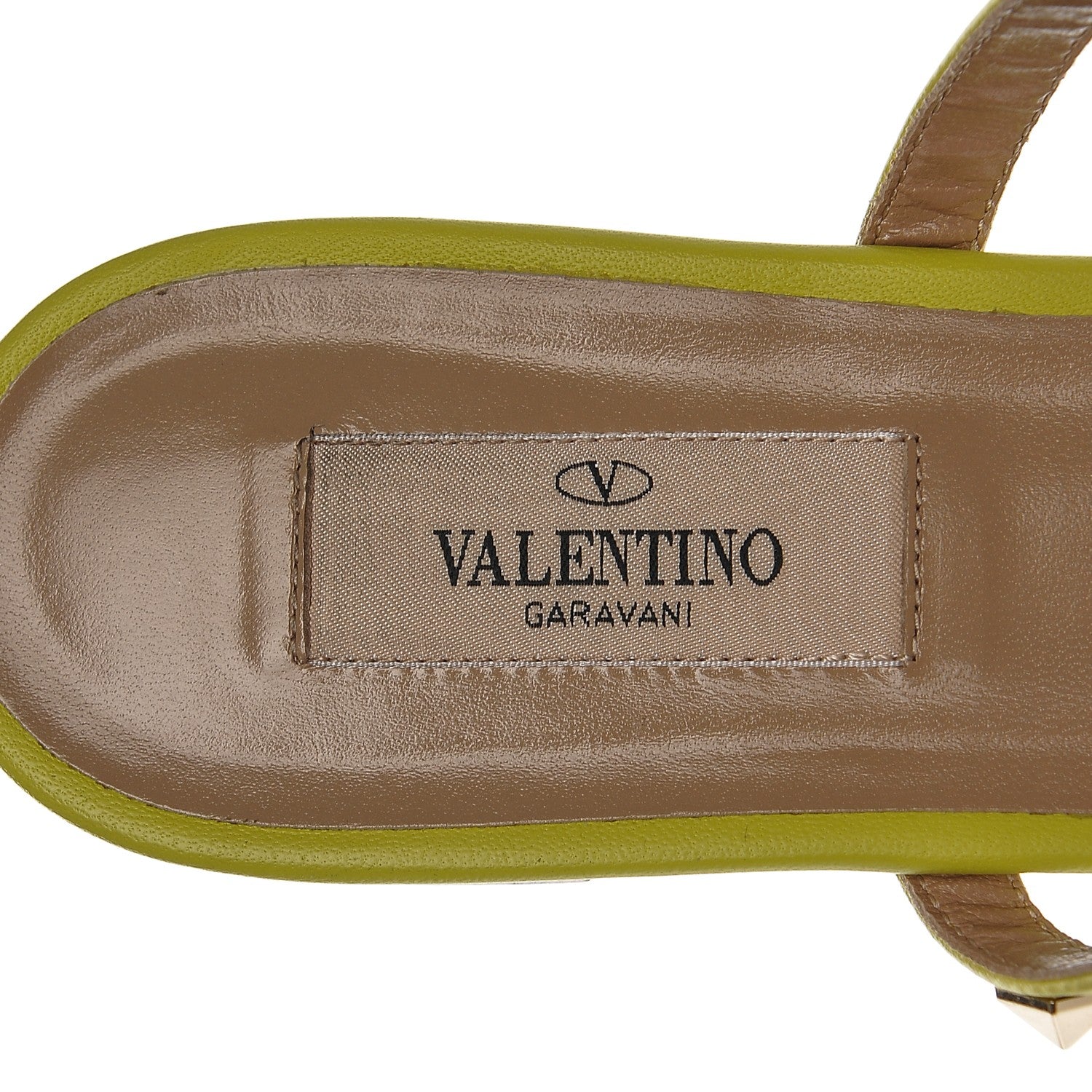 Valentino Garavani Nappa Rockstud Caged Flat Slide Sandals 37.5 Acid Yellow 6 of 8