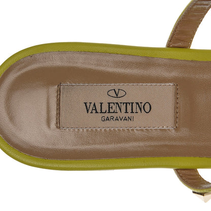 Valentino Garavani Nappa Rockstud Caged Flat Slide Sandals 37.5 Acid Yellow 6 of 8