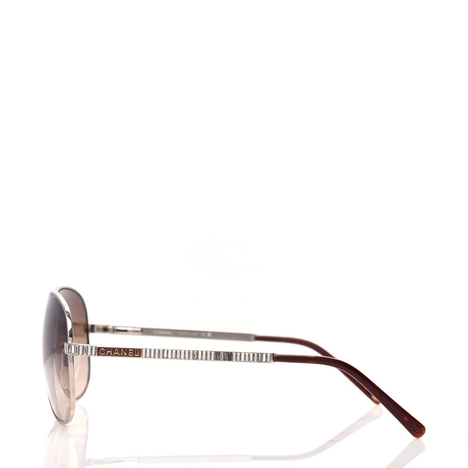 Chanel Crystal Aviator Sunglasses 4121 Brown Gold 3 of 8