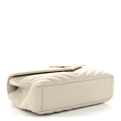 Saint Laurent Sheepskin Matelasse Chevron Monogram Medium College Bag Crema Soft 4 of 12