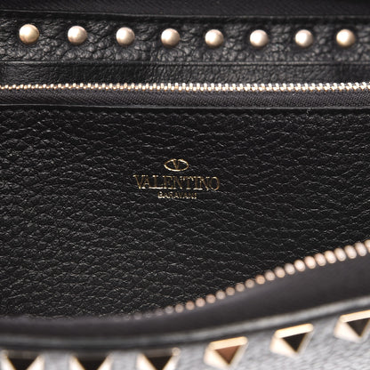Valentino Garavani Pebbled Calfskin Rockstud Zip Around Wallet Black 6 of 9