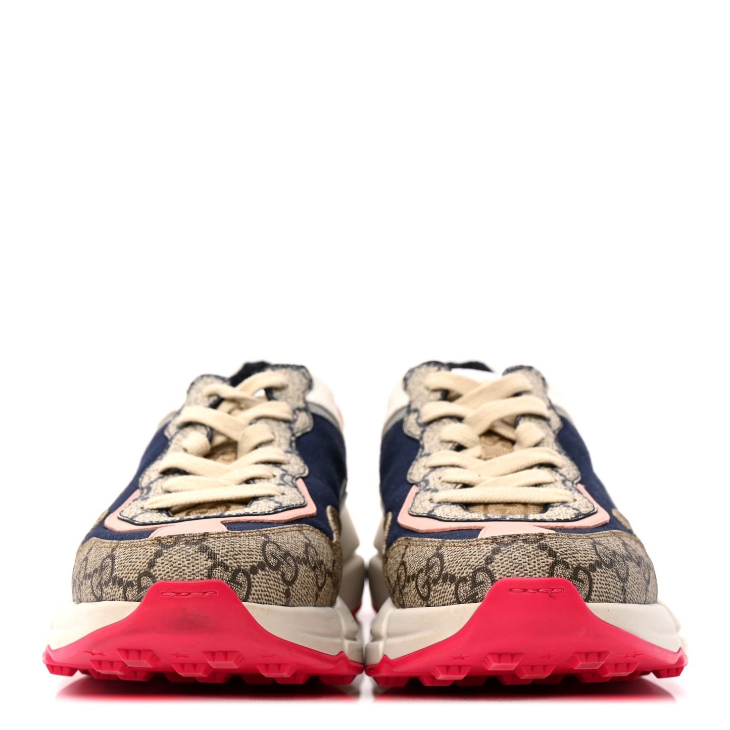 GG Supreme Monogram Mix Monogram Womens Rhyton Sneakers 37 London Blue Beige Pale Pink