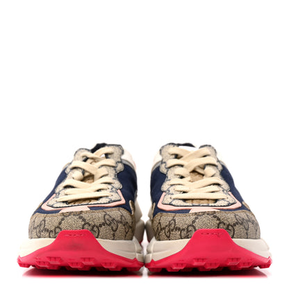 Gucci GG Supreme Monogram Mix Monogram Womens Rhyton Sneakers 37 London Blue Beige Pale Pink 3 of 9