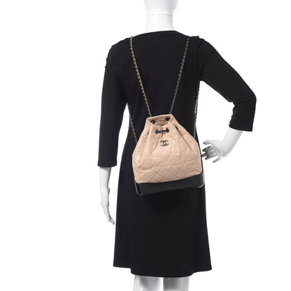 Chanel Aged Calfskin Quilted Gabrielle Backpack Beige Black 2 of 13