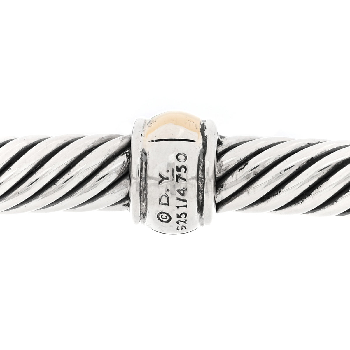 David Yurman Sterling Silver 18K Yellow Gold 4mm Station Cable Bracelet 3 of 3