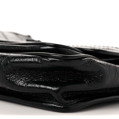 Saint Laurent Crinkled Calfskin Matelasse Monogram Baby Niki Chain Satchel Black 9 of 9
