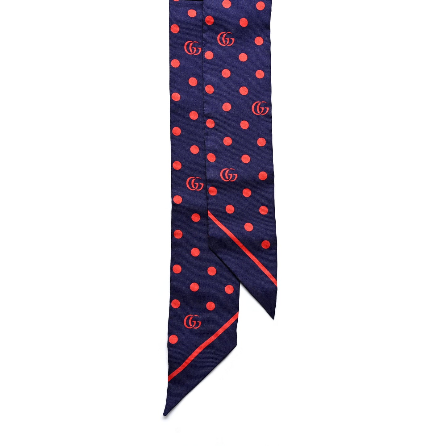 Silk Twill Dotsy Neck Bow Scarf Sapphire Red