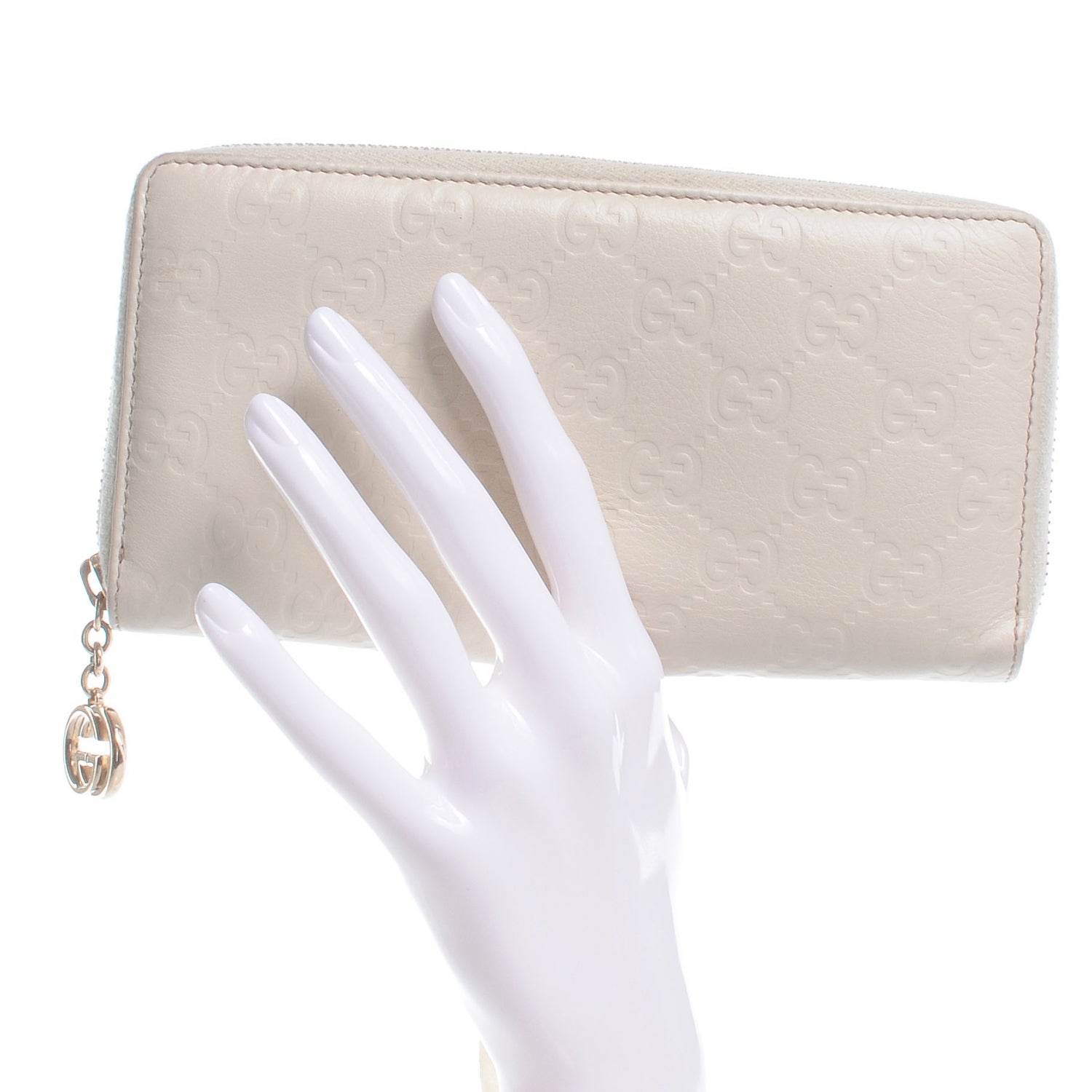 Gucci Guccissima GG Pierce Zip Around Wallet White 2 of 7