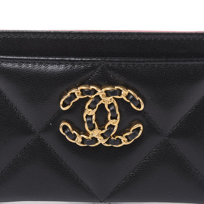 Chanel Shiny Goatskin Quilted Chanel 19 Card Holder Black 8 of 11