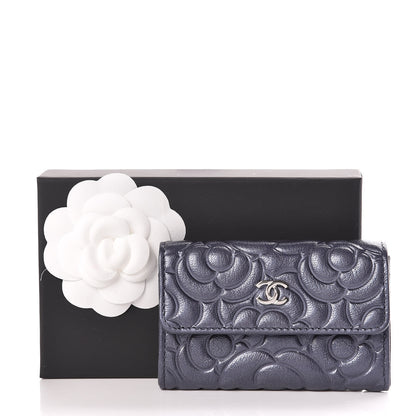 Chanel Goatskin Camellia Embossed Card Holder Blue 9 of 9