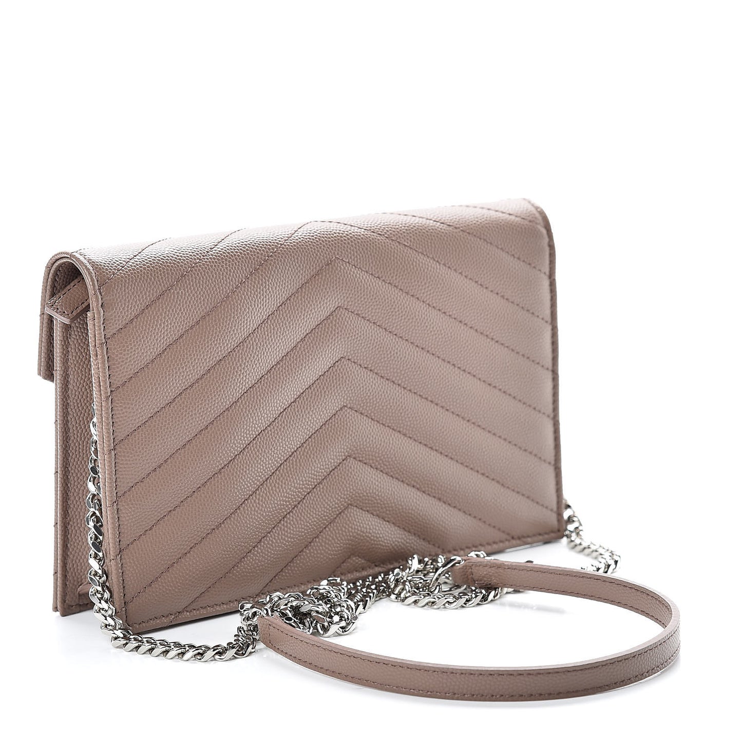 Grain De Poudre Matelasse Chevron Monogram Envelope Chain Wallet Fard