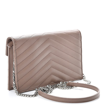 Saint Laurent Grain De Poudre Matelasse Chevron Monogram Envelope Chain Wallet Fard 3 of 12
