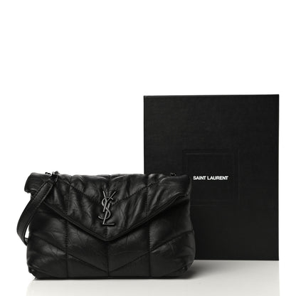 Saint Laurent Calfskin Quilted Toy Loulou Puffer Monogram Monochrome Chain Satchel Black 11 of 11