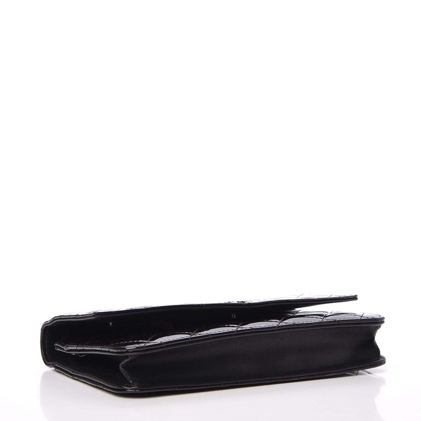 Patent Quilted Brilliant Wallet On Chain WOC Black