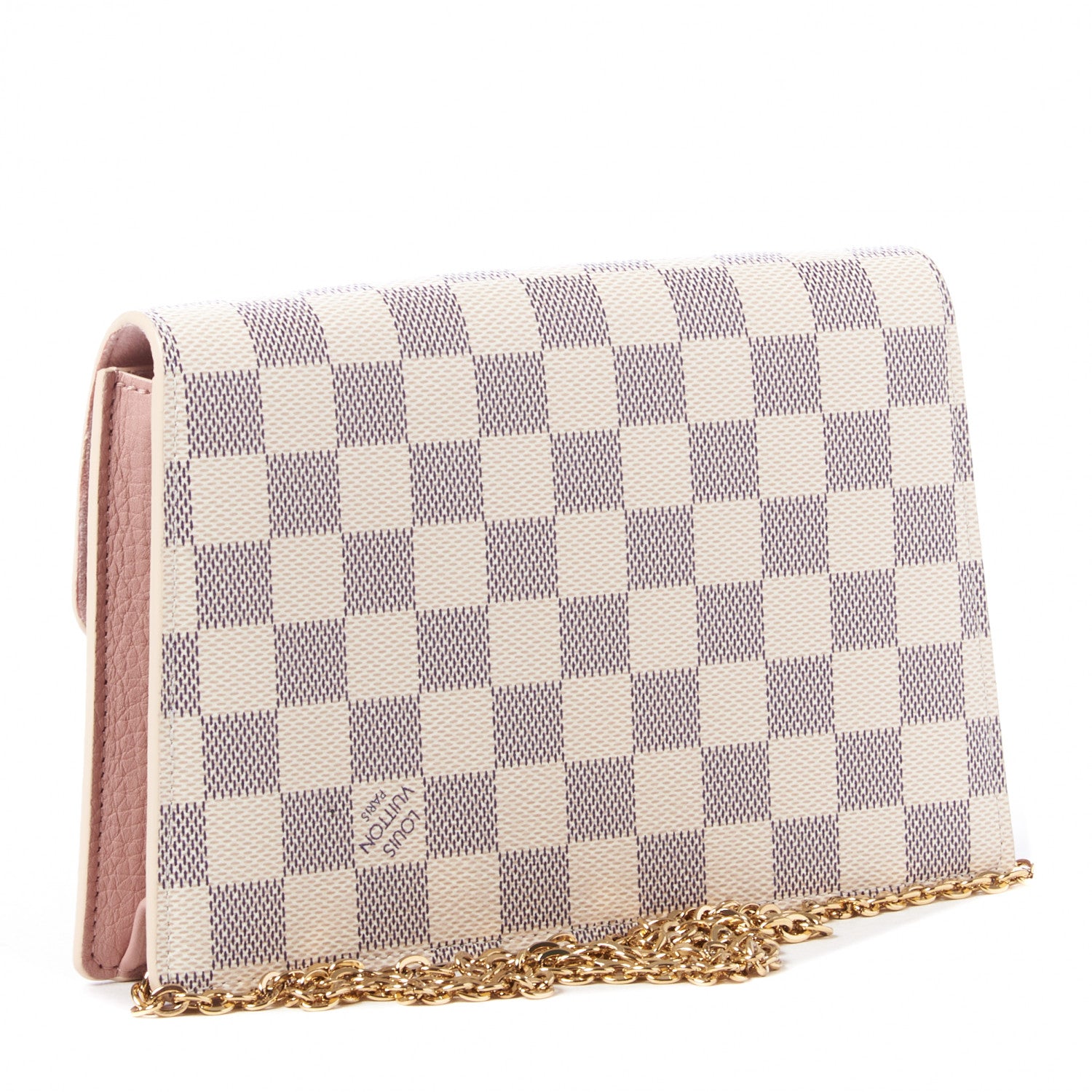 Louis Vuitton Damier Azur Croisette Chain Wallet Rose Ballerine 2 of 7