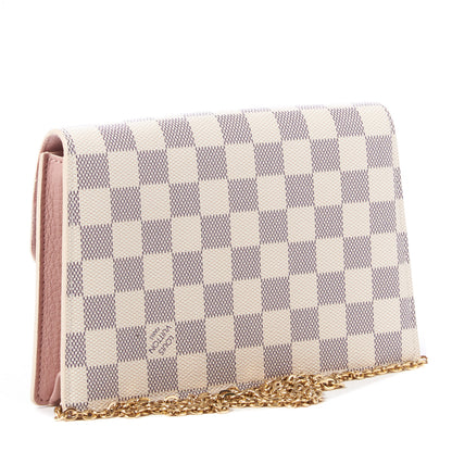 Louis Vuitton Damier Azur Croisette Chain Wallet Rose Ballerine 2 of 7