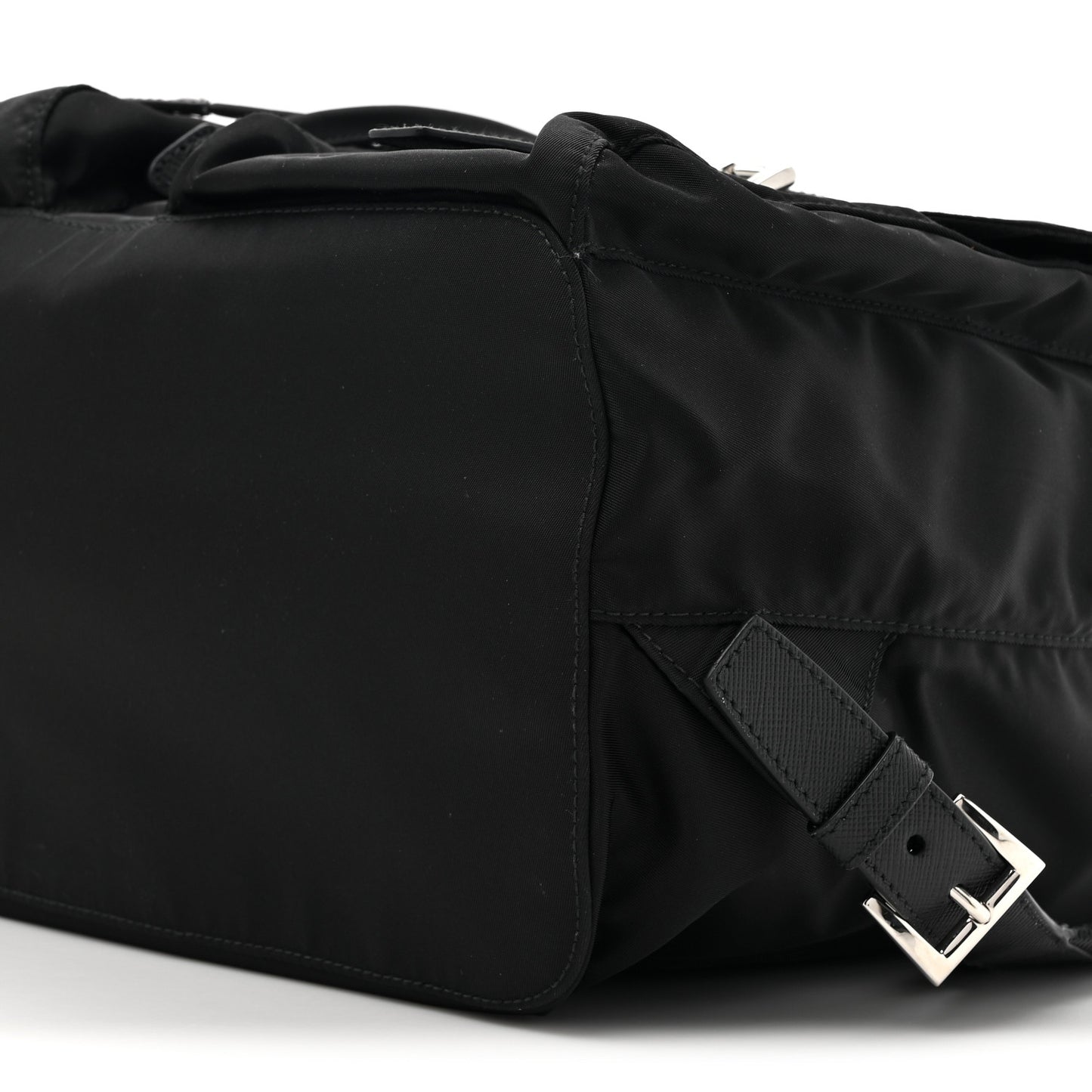 Nylon Vela Saffiano Medium Backpack Black