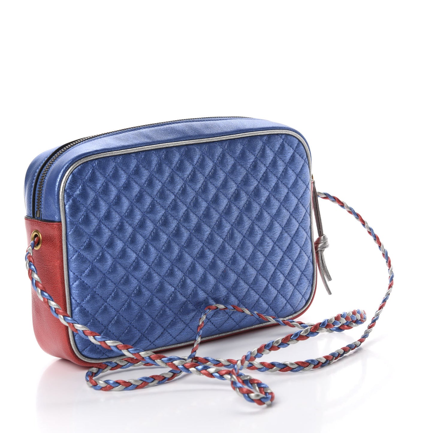 Laminated Nappa Trapuntata Small Zumi Shoulder Bag Rosso Marine Argento