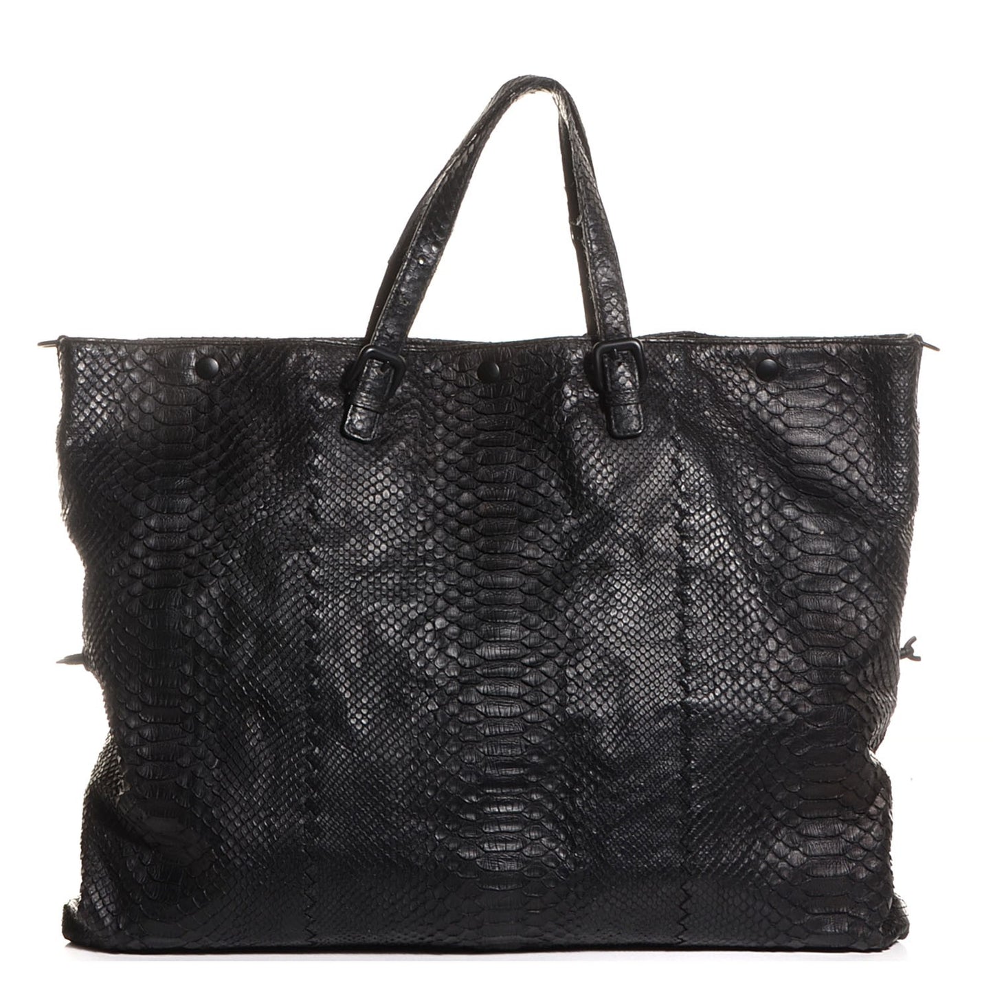 BOTTEGA VENETA Python Convertible Tote Bag Black