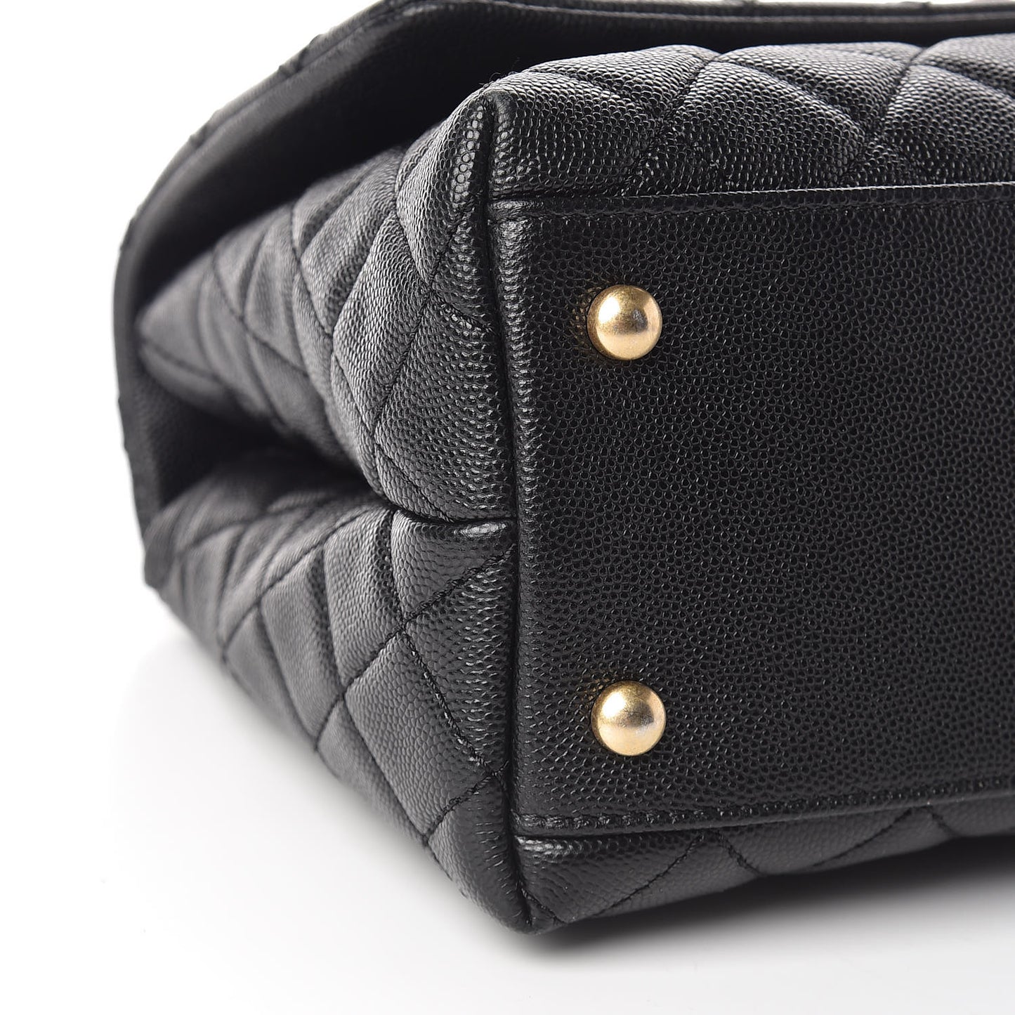 Caviar Lizard Embossed Quilted Small Coco Handle Flap Black