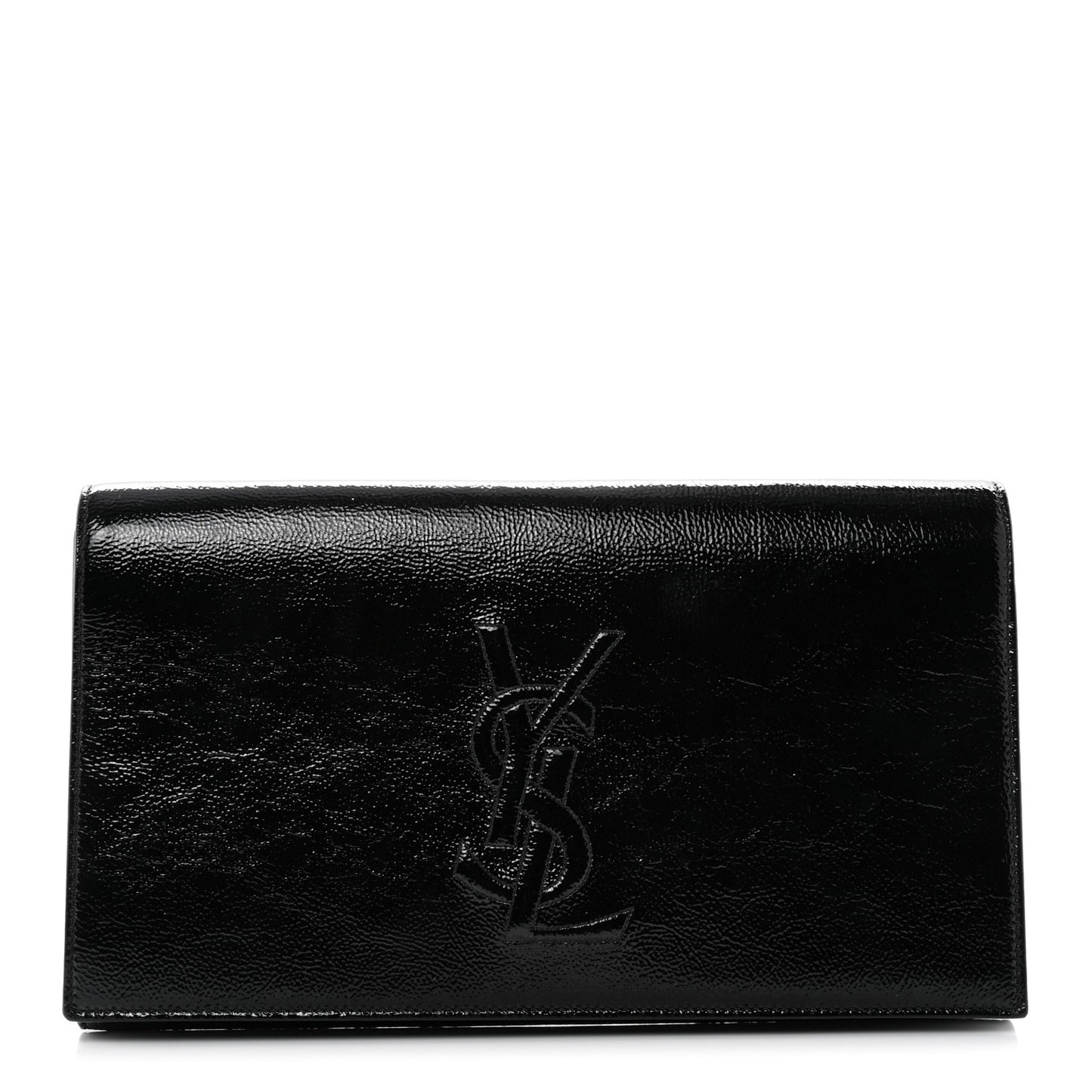 Textured Patent Monogram Large Belle De Jour Clutch Black