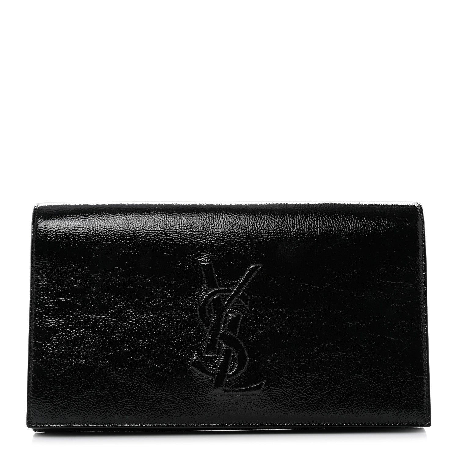 Saint Laurent Textured Patent Monogram Large Belle De Jour Clutch Black 1 of 7