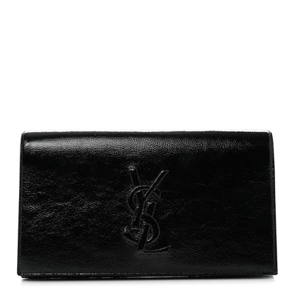 Saint Laurent Textured Patent Monogram Large Belle De Jour Clutch Black 1 of 7