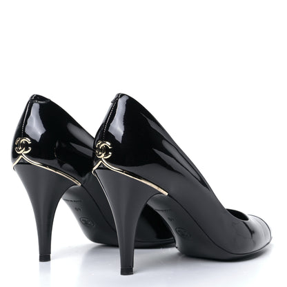 Chanel Patent Cap Toe CC Pumps 40 Black 4 of 7