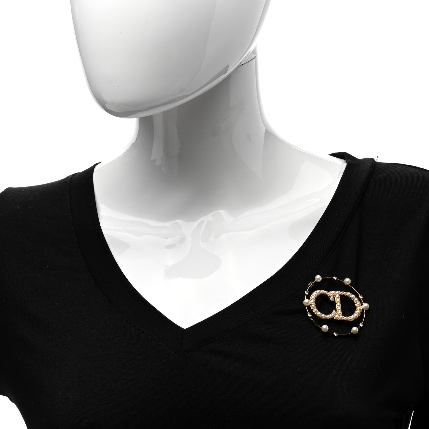 Crystal Pearl Clair D Lune Brooch Gold