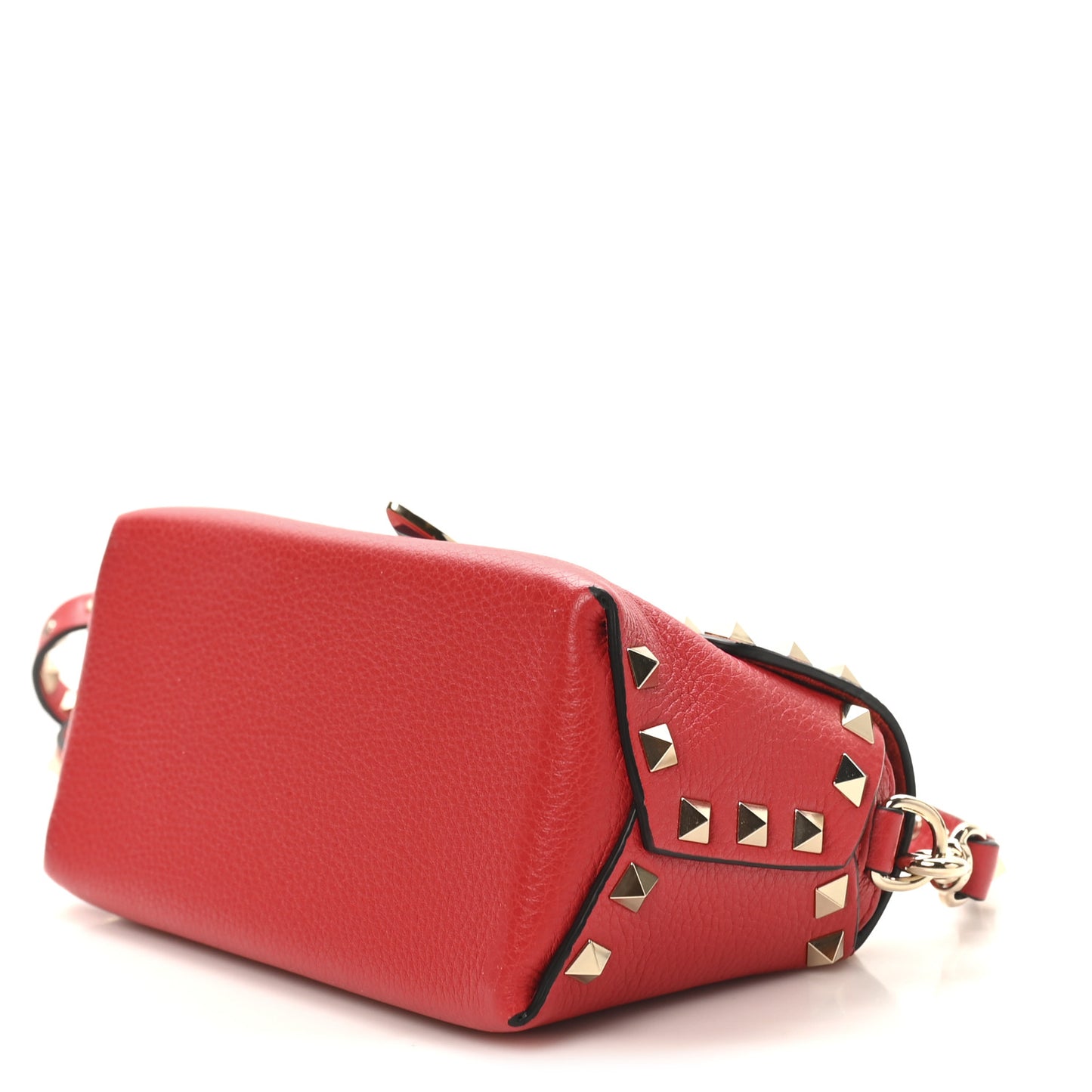 Pebbled Calfskin Mini Rockstud Crossbody Bag Rouge Pur