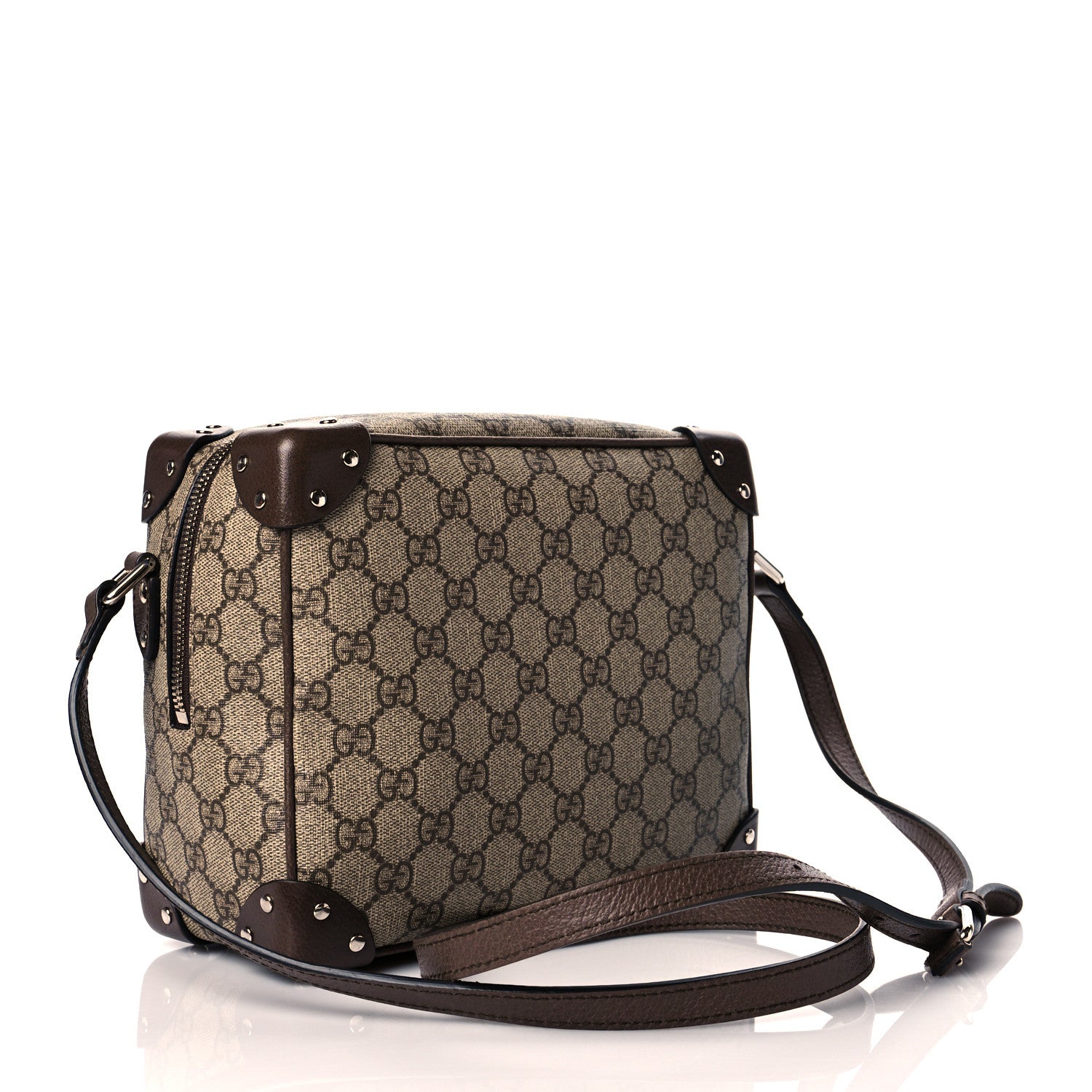 Gucci GG Supreme Monogram Textured Calfskin Square Messenger Bag Beige Ebony New Acero 2 of 12